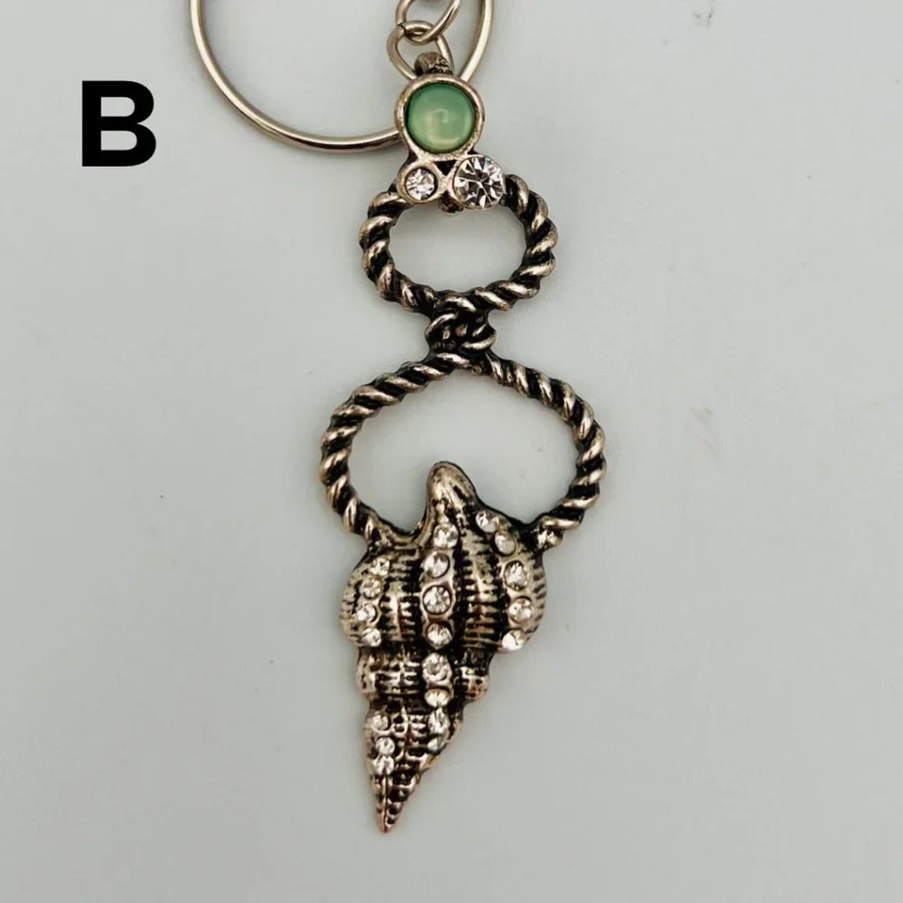 Handmade Sea Life Keychain Shell Seahorse Starfish Tassel Silver Repurposed